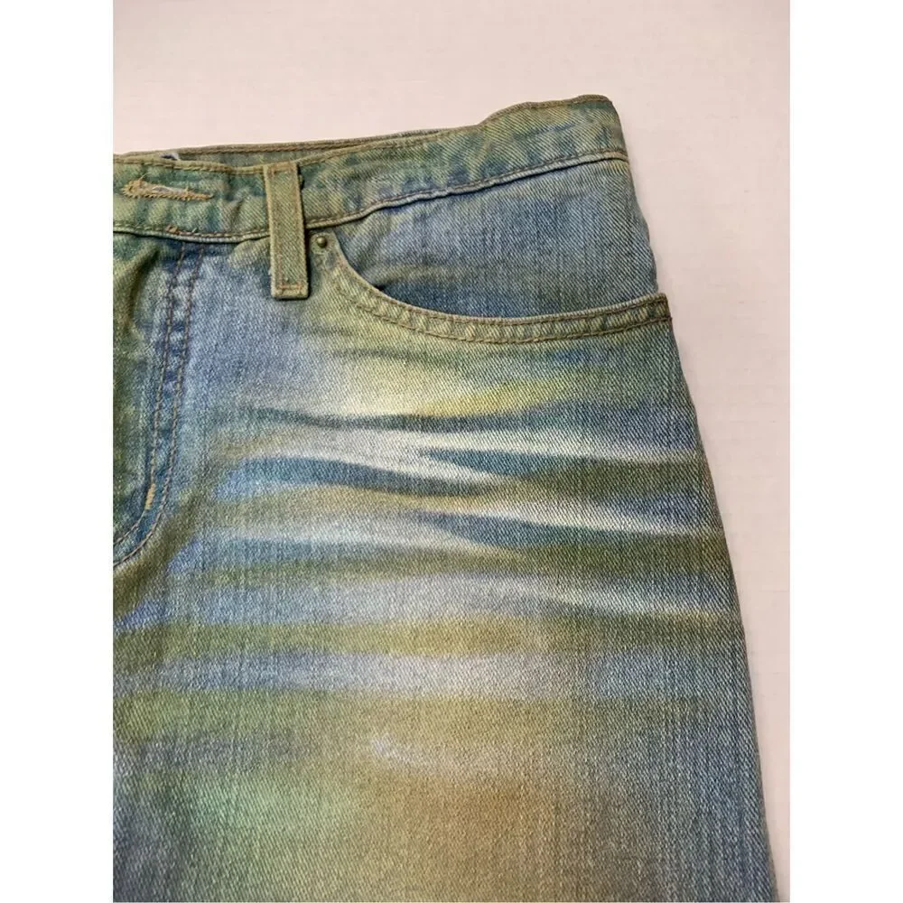 Distressed Worn Look Denim Skirt